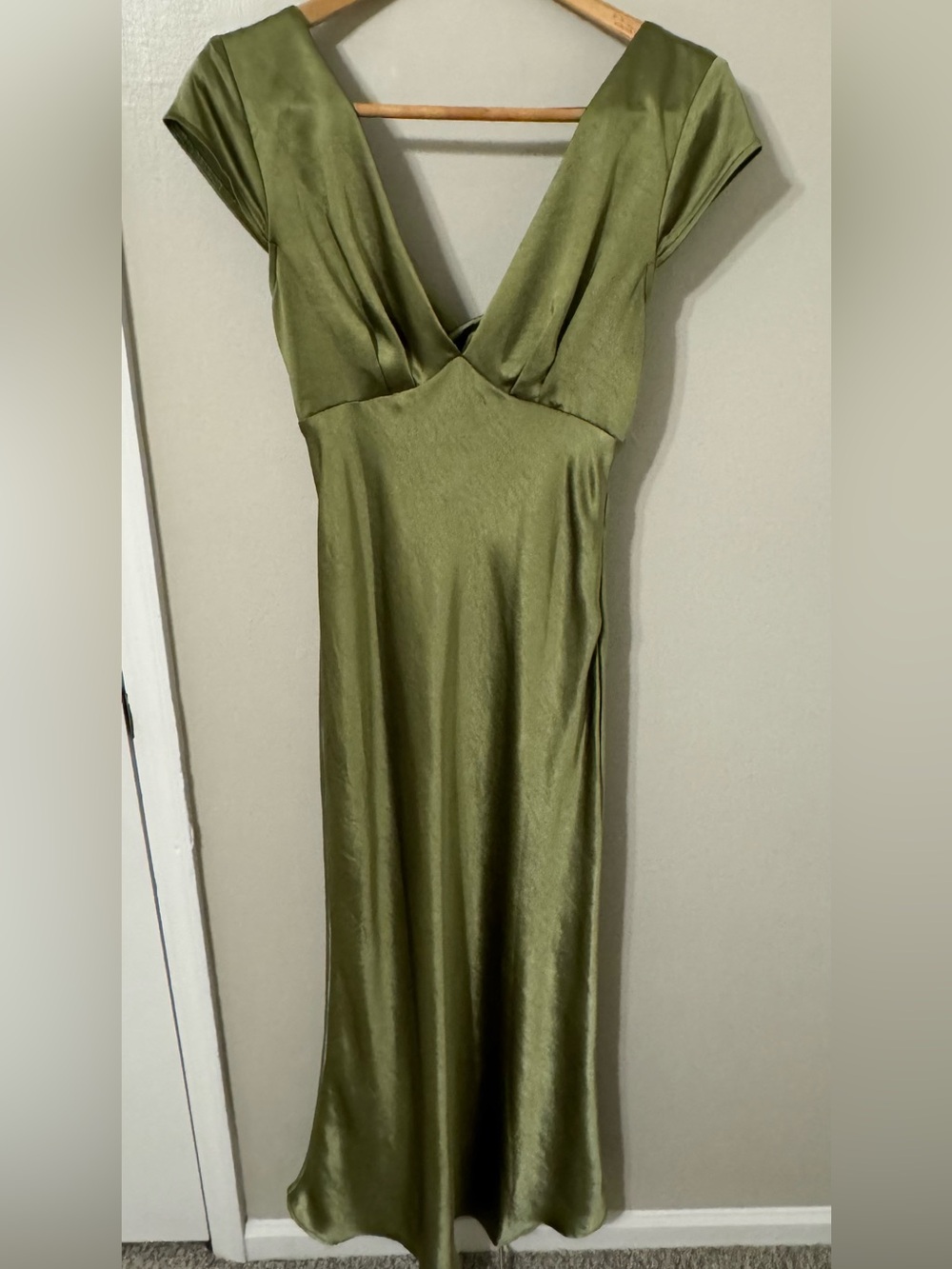 Halfisland Satin V-Neck Midi Dress with Keyhole Back